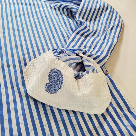 Robert Graham Dress Shirt Men Medium 15.5 / 39 Blue Striped Tailored Fit Vintage - Picture 10 of 16